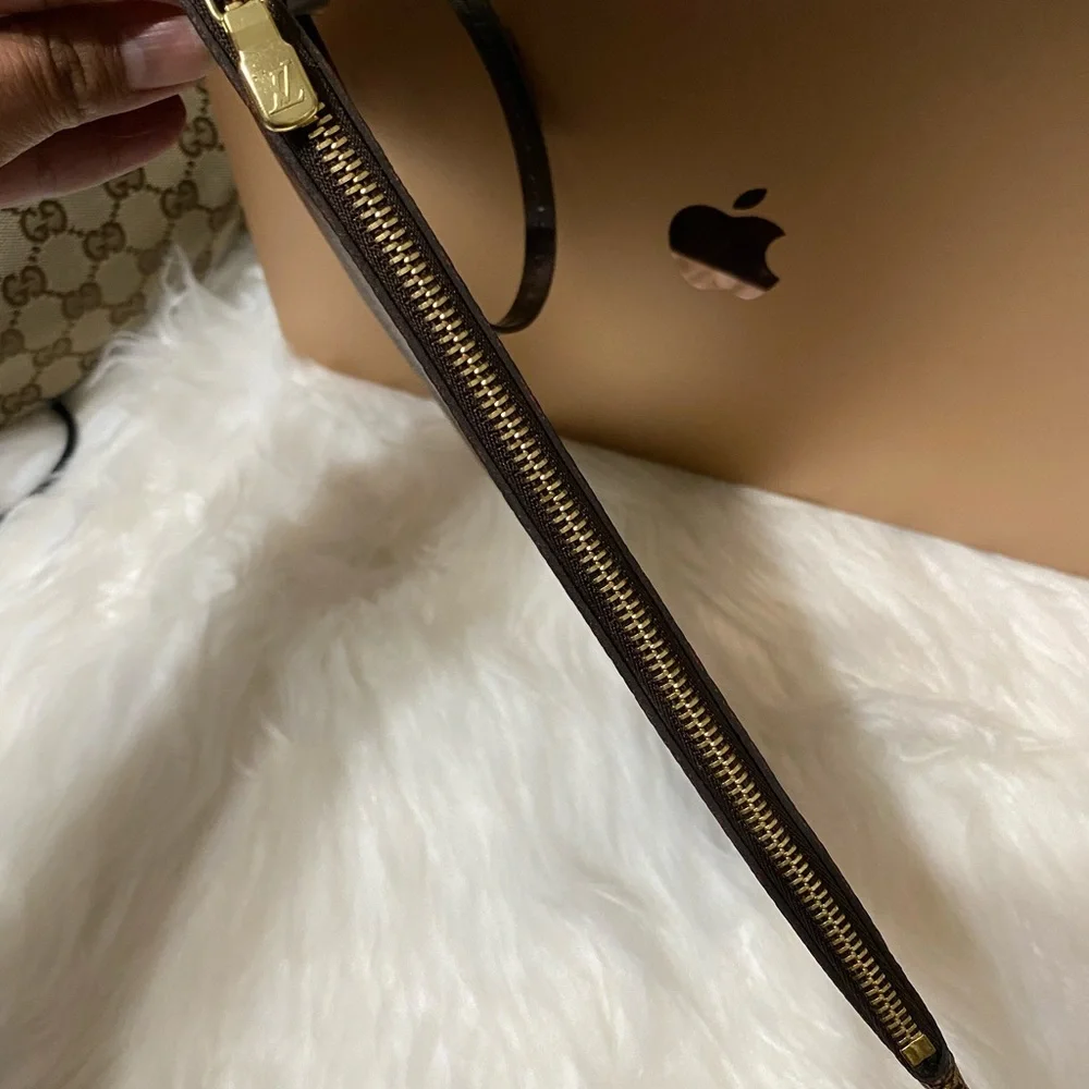 Louis Vuitton Brown Damier Ebene Wristlet Clutch